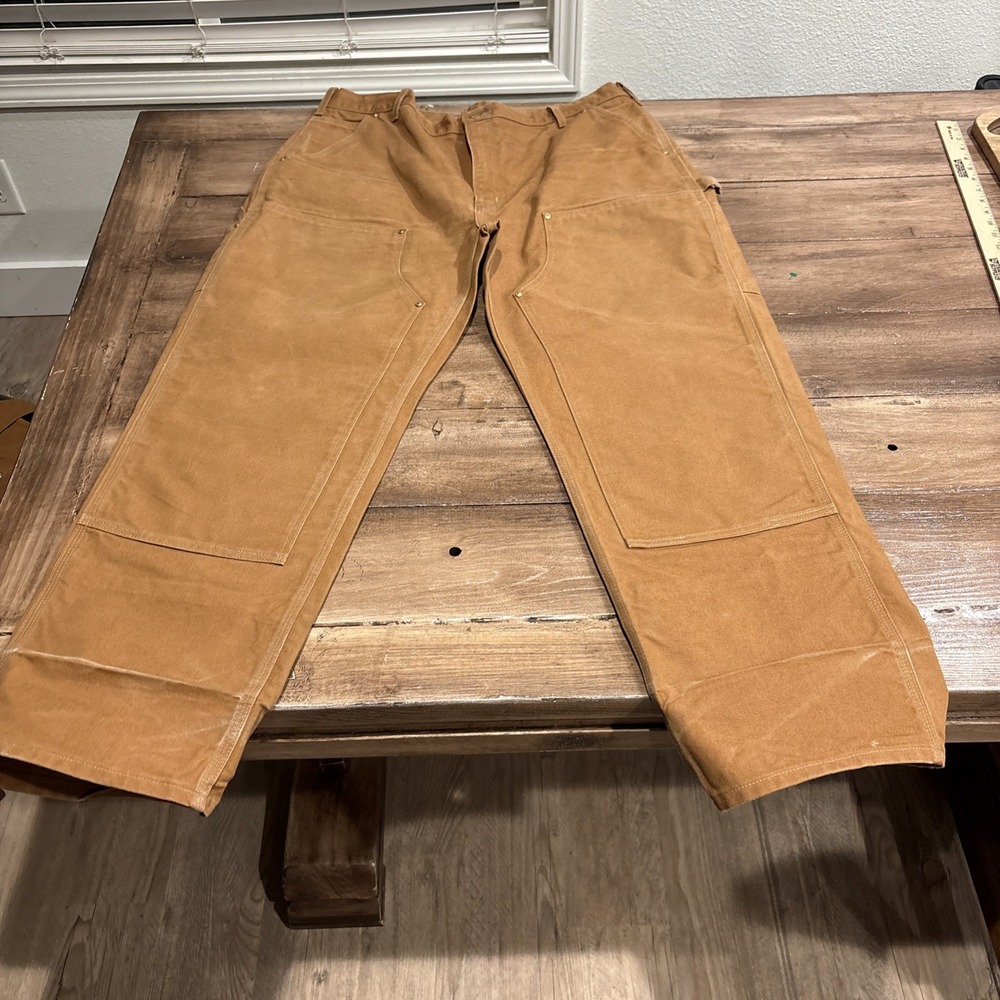 Men's Carhartt 14806 B01 BRN Brown Duck Double Knee Work Pants 40x30